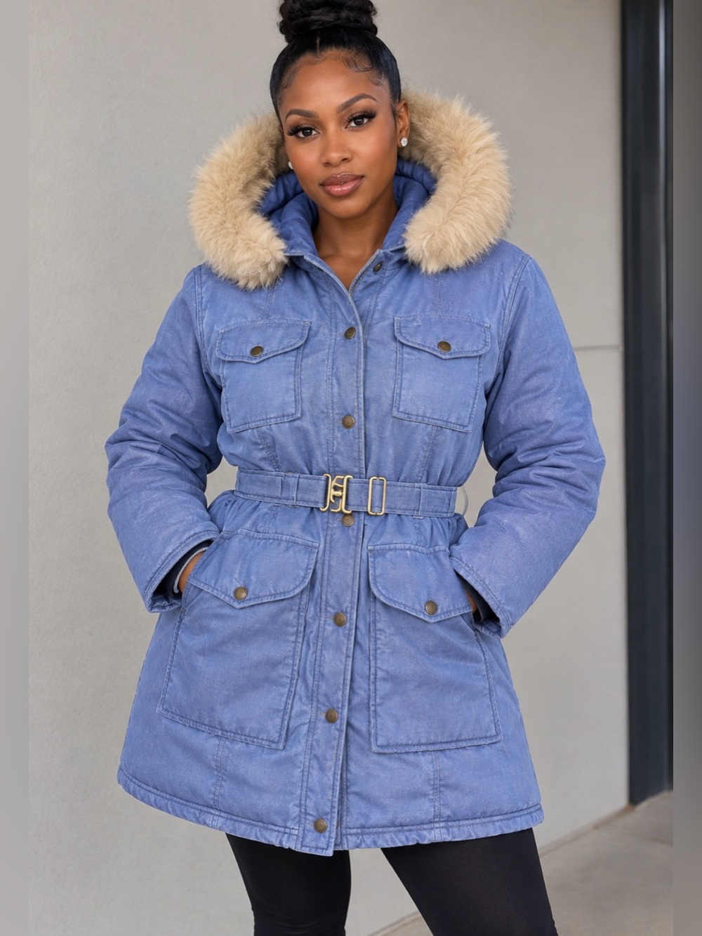 VTG Eddie Bauer Fur Trim Ski Coat Sz M